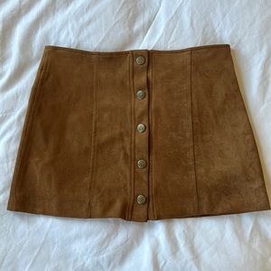 Faux suede button skirt